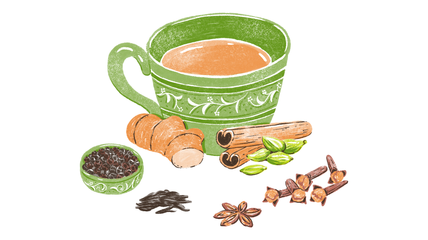 Green tea cup decoration